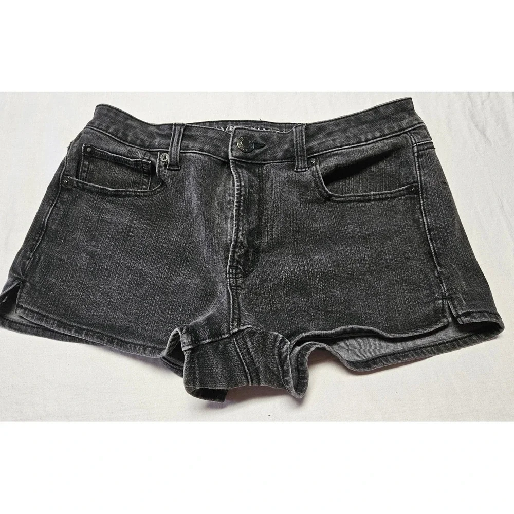 American Eagle Hi-Rise Shortie Denim Shorts Womens 8 Black 360 Super Stretch